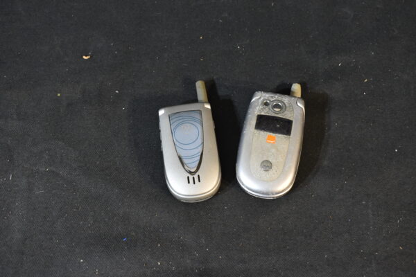 Silver flip phone