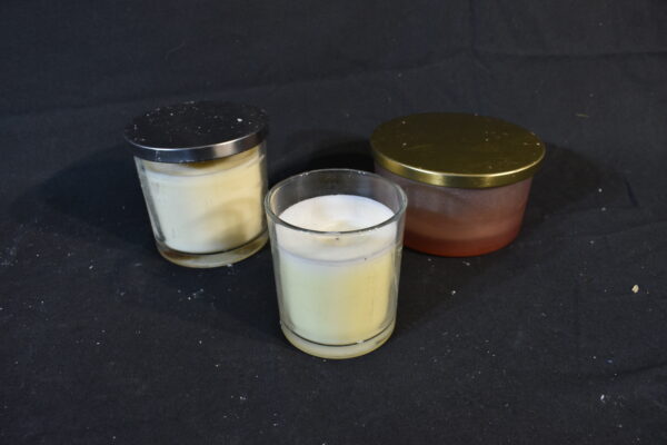 Candles in glass x3