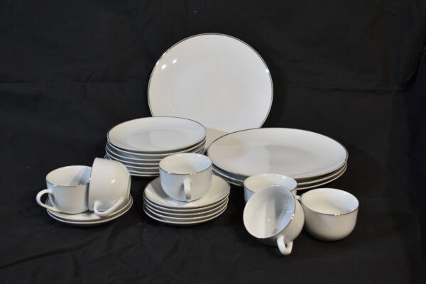 Chrome rimmed dinner set