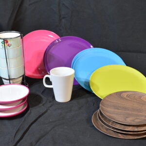 Assorted plates and Cups & Mug tower
