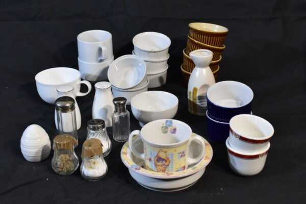 5 sets of Ramikins, Assorted salt & pepper, 2x Coffee cups, Whinnie the pooh breakfast set