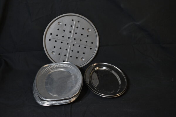 Piiza Tray, foil serving platter, 2x Stainless steel platter
