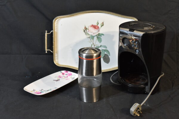 Tray, coffee perculator, Small serving tray, storage jar