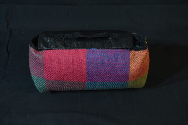 Folded patched picnic blanket