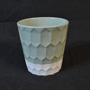 White & teal pot