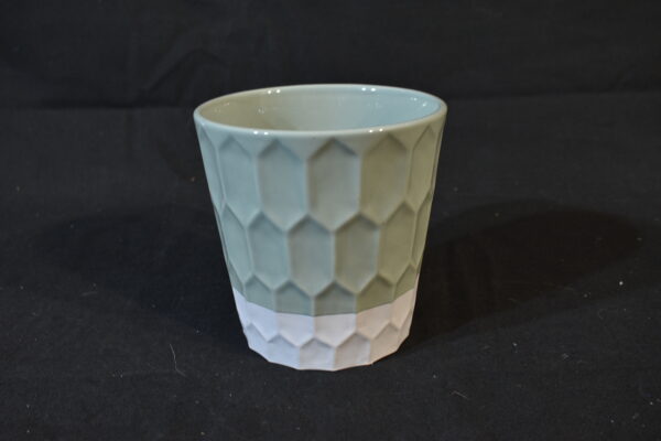 White & teal pot