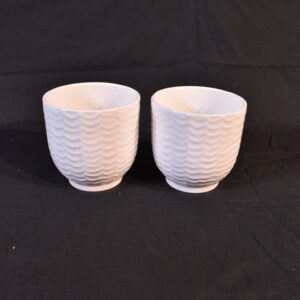 White ribbed flower pot