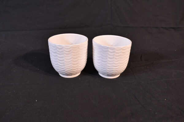 White ribbed flower pot