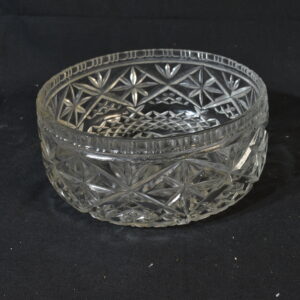 Glass bowl with cut glass criss cross pattern