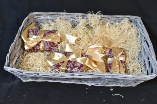 Basket of presents and straw
