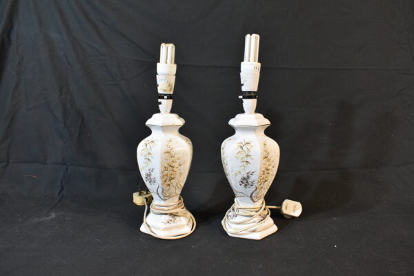 Lamps - 2x White Floral lamps