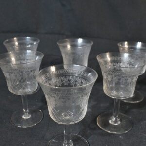 6x Printed sherry glasses
