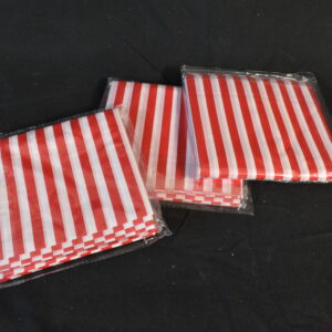 3x Red & white striped table cloth