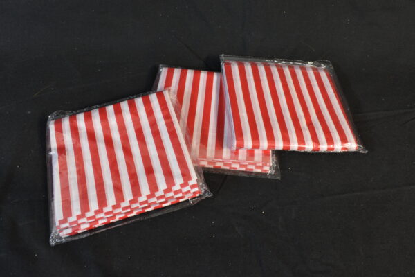3x Red & white striped table cloth