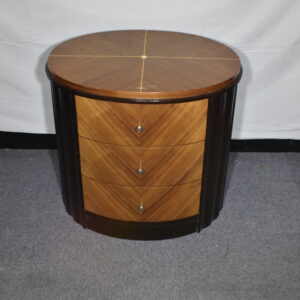 Round wooden unit with drawers
