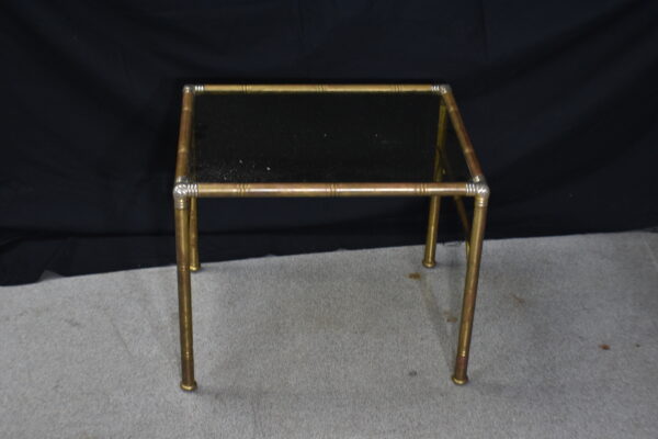 Small brass end table with glass top
