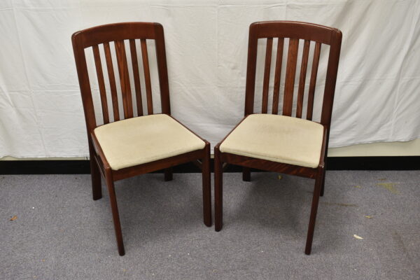 Cream fabric wooden dining chairs