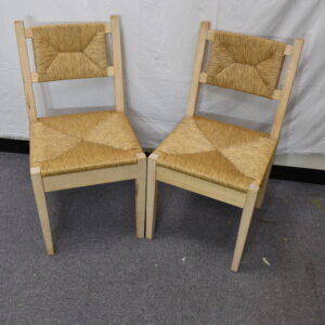 2x Pale wicker dining chairs