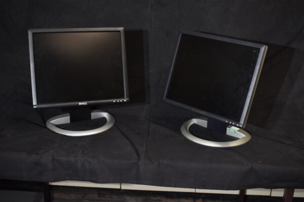Small computer monitors silver base